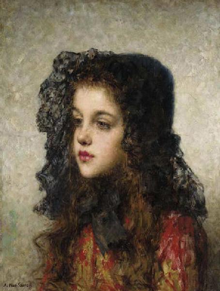 Alexei Harlamov Little Girl with Veil oil painting picture